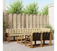 vidaXL Set di divani da esterno con cuscino 9 pcs Naturale e Beige