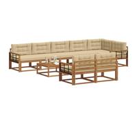 vidaXL Set di divani da esterno con cuscino 9 pcs Naturale e Beige, Divano da Giardino, Set di Divani Lounge, Sezionale da Patio Durevole, Mobili Moderni per il Cortile