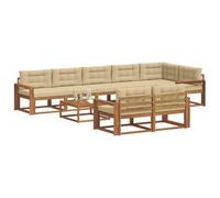 vidaXL Set di divani da esterno con cuscino 9 pcs Naturale e Beige, Divano da Giardino, Set di Divani Lounge, Sezionale da Patio Durevole, Mobili Moderni per il Cortile