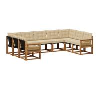 vidaXL Set di divani da esterno con cuscino 9 pcs Naturale e Beige, Divano da giardino, set moderno per esterni, comfort resistente, gruppo versatile per il terrazzo