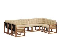 vidaXL Set di divani da esterno con cuscino 9 pcs Naturale e Beige, Divano da giardino, set moderno per esterni, comfort resistente, gruppo versatile per il terrazzo