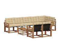 vidaXL Set di divani da esterno con cuscino 9 pcs Naturale e Beige, Divano da giardino, set sezionale moderno, lounge resistente per terrazzo, arredo comodo per esterni