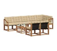 vidaXL Set di divani da esterno con cuscino 9 pcs Naturale e Beige, Divano da giardino, set sezionale moderno, lounge resistente per terrazzo, arredo comodo per esterni