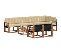 vidaXL Set di divani da esterno con cuscino 9 pcs Naturale e Beige, Divano da giardino, set sezionale moderno, lounge resistente per terrazzo, arredo comodo per esterni