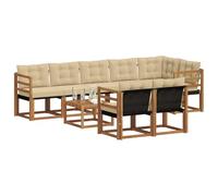 vidaXL Set di divani da esterno con cuscino 9 pcs Naturale e Beige, Divano da giardino, set sezionale moderno, lounge resistente per terrazzo, arredo comodo per esterni