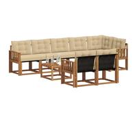 vidaXL Set di divani da esterno con cuscino 9 pcs Naturale e Beige, Divano da giardino, set sezionale moderno, lounge resistente per terrazzo, arredo comodo per esterni