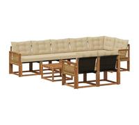 vidaXL Set di divani da esterno con cuscino 9 pcs Naturale e Beige, Divano da giardino, set sezionale moderno, lounge resistente per terrazzo, arredo comodo per esterni