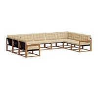 vidaXL Set di divani da esterno con cuscino 9 pcs Naturale e Beige, Divano moderno da esterno, set salotto resistente, arredo giardino, seduta per terrazza, lounge in patio