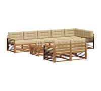 vidaXL Set di divani da esterno con cuscino 9 pcs Naturale e Beige, Divano moderno da giardino, set sezionale per terrazza, lounge resistente e comoda per esterno