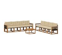vidaXL Set di divani da esterno con cuscino 9 pcs Naturale e Beige, Mobili da Giardino, Divano Sezionale Moderno, Set Lounge per Patio, Comfort e Stile per il Tuo Spazio Esterno