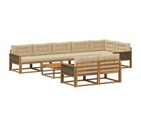 vidaXL Set di divani da esterno con cuscino 9 pcs Naturale e Beige, Divano sezione per esterni, set da giardino resistente, lounge comoda, mobili per rilassarsi all'aperto