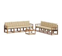 vidaXL Set di divani da esterno con cuscino 9 pcs Naturale e Beige, Mobili da Giardino, Divano Sezionale Moderno, Set Lounge per Patio, Comfort e Stile per il Tuo Spazio Esterno
