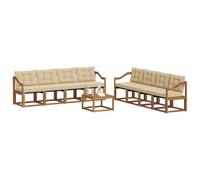 vidaXL Set di divani da esterno con cuscino 9 pcs Naturale e Beige, Mobili da Giardino, Divano Sezionale Moderno, Set Lounge per Patio, Comfort e Stile per il Tuo Spazio Esterno
