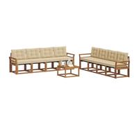 vidaXL Set di divani da esterno con cuscino 9 pcs Naturale e Beige, Mobili da Giardino, Divano Sezionale Moderno, Set Lounge per Patio, Comfort e Stile per il Tuo Spazio Esterno