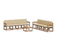 vidaXL Set di divani da esterno con cuscino 9 pcs Naturale e Beige, Mobili da Giardino, Divano Sezionale Moderno, Set Lounge per Patio, Comfort e Stile per il Tuo Spazio Esterno