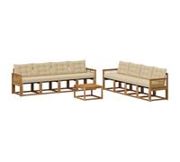 vidaXL Set di divani da esterno con cuscino 9 pcs Naturale e Beige, Mobili da Giardino, Divano Sezionale Moderno, Set Lounge per Patio, Comfort e Stile per il Tuo Spazio Esterno