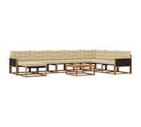 vidaXL Set di divani da esterno con cuscino 9 pcs Naturale e Beige, Mobili da giardino moderni, set divani resistenti, lounge all'aperto, posti a sedere in terrazza