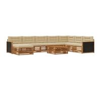 vidaXL Set di divani da esterno con cuscino 9 pcs Naturale e Beige, Mobili da giardino, set divano moderno in acacia, divano modulare, angolo relax in patio