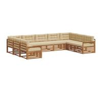vidaXL Set di divani da esterno con cuscino 9 pcs Naturale e Beige, Mobilio da Giardino, Divano Moderno, Set Sezionale Resistente, Relax in Patio, Comfort per Vivere