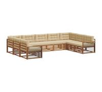 vidaXL Set di divani da esterno con cuscino 9 pcs Naturale e Beige, Mobilio da Giardino, Divano Moderno, Set Sezionale Resistente, Relax in Patio, Comfort per Vivere