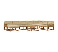 vidaXL Set di divani da esterno con cuscino 9 pcs Naturale e Beige, Set da giardino in legno acacia moderno, divano elegante per piscina, lounge resistente per patio