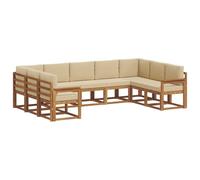 vidaXL Set di divani da esterno con cuscino 9 pcs Naturale e Beige, Set di divani all'aperto elegante, sezionale moderno per patio, posti a sedere comodi per il giardino, mobili in legno di acacia re