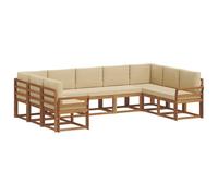 vidaXL Set di divani da esterno con cuscino 9 pcs Naturale e Beige, Set di divani all'aperto elegante, sezionale moderno per patio, posti a sedere comodi per il giardino, mobili in legno di acacia re