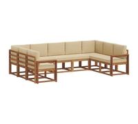 vidaXL Set di divani da esterno con cuscino 9 pcs Naturale e Beige, Set di divani all'aperto elegante, sezionale moderno per patio, posti a sedere comodi per il giardino, mobili in legno di acacia re