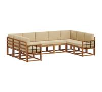 vidaXL Set di divani da esterno con cuscino 9 pcs Naturale e Beige, Set di divani all'aperto elegante, sezionale moderno per patio, posti a sedere comodi per il giardino, mobili in legno di acacia re