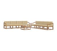 vidaXL Set di divani da esterno con cuscino 9 pcs Naturale e Beige, Set di divani da esterno, zona lounge modulare, mobili da giardino resistenti, sezione durevole per piscina