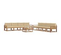 vidaXL Set di divani da esterno con cuscino 9 pcs Naturale e Beige