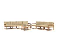 vidaXL Set di divani da esterno con cuscino 9 pcs Naturale e Beige, Set di divani da esterno, zona lounge modulare, mobili da giardino resistenti, sezione durevole per piscina