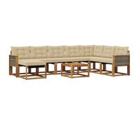 vidaXL Set di divani da esterno con cuscino 9 pcs Naturale e Beige, Set di divani da giardino moderni, lounge all'aperto, mobili impermeabili, divano perfetto per il patio