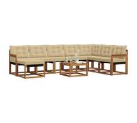 vidaXL Set di divani da esterno con cuscino 9 pcs Naturale e Beige, Set di divani da giardino moderni, lounge all'aperto, mobili impermeabili, divano perfetto per il patio