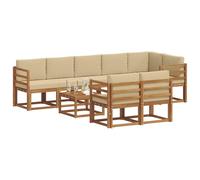 vidaXL Set di divani da esterno con cuscino 9 pcs Naturale e Beige, Set di divani esterni moderni, sezionali comodi, arredo giardino resistente, lounge per patio, finitura beige