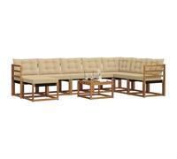 vidaXL Set di divani da esterno con cuscino 9 pcs Naturale e Beige, Set di divani da giardino moderni, lounge all'aperto, mobili impermeabili, divano perfetto per il patio