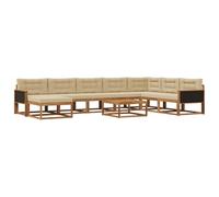 vidaXL Set di divani da esterno con cuscino 9 pcs Naturale e Beige, Set Divano Esterno in Legno di Acacia, Lounge Moderna, Mobili da Giardino, Arredo Estivo, Comodi Posti a Sedere