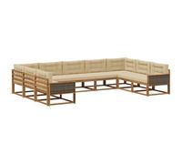 vidaXL Set di divani da esterno con cuscino 9 pcs Naturale e Beige, Set Divano Moderno da Esterno, Collezione Patio Durevole, Mobili da Giardino Versatili