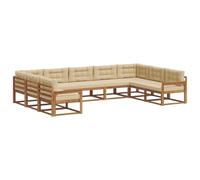 vidaXL Set di divani da esterno con cuscino 9 pcs Naturale e Beige, Set Divano Moderno da Esterno, Collezione Patio Durevole, Mobili da Giardino Versatili