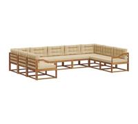 vidaXL Set di divani da esterno con cuscino 9 pcs Naturale e Beige, Set Divano Moderno da Esterno, Collezione Patio Durevole, Mobili da Giardino Versatili
