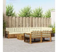 vidaXL Set di divani da esterno con cuscino 9 pcs Naturale e Crema