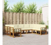 vidaXL Set di divani da esterno con cuscino 9 pcs Naturale e Crema, Set di divani all'aperto elegante, sezionale moderno per patio, posti a sedere comodi per il giardino, mobili in legno di acacia re