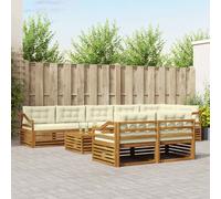 vidaXL Set di divani da esterno con cuscino 9 pcs Naturale e Crema, Divano moderno da giardino, set sezionale per terrazza, lounge resistente e comoda per esterno