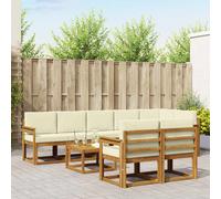 vidaXL Set di divani da esterno con cuscino 9 pcs Naturale e Crema, Set di divani esterni moderni, sezionali comodi, arredo giardino resistente, lounge per patio, finitura beige