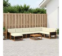 vidaXL Set di divani da esterno con cuscino 9 pcs Naturale e Crema