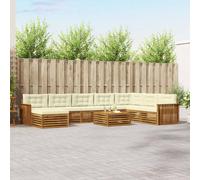 vidaXL Set di divani da esterno con cuscino 9 pcs Naturale e Crema, Set Divano Esterno in Legno Acacia, Mobili Moderni per Giardino, Area Lounge Comfort al Bordo Piscina