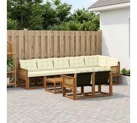 vidaXL Set di divani da esterno con cuscino 9 pcs Naturale e Crema, Divano da giardino, set sezionale moderno, lounge resistente per terrazzo, arredo comodo per esterni