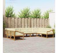 vidaXL Set di divani da esterno con cuscino 9 pcs Naturale e Crema, Set Divano Moderno da Esterno, Collezione Patio Durevole, Mobili da Giardino Versatili, Chaise Longue Sezionale per Rilassarsi nel