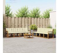 vidaXL Set di divani da esterno con cuscino 9 pcs Naturale e Crema, Mobili da Giardino, Divano Sezionale Moderno, Set Lounge per Patio, Comfort e Stile per il Tuo Spazio Esterno
