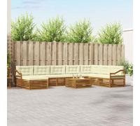 vidaXL Set di divani da esterno con cuscino 9 pcs Naturale e Crema